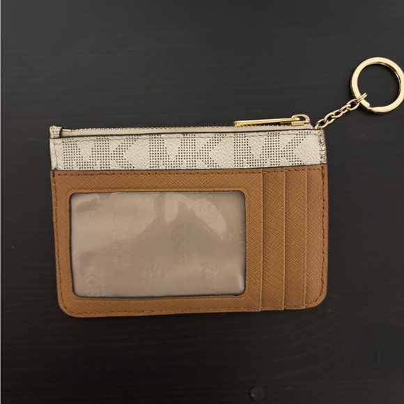 Michael Kors Jet Set Logo Card Case w/ Zip Pouch Gold Snakeskin Key Ring - Picture 10 of 10